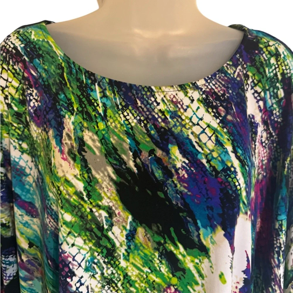 Rafaella Multicolor Abstract Print Tie-Hem Top   XLARGE    #F - Picture 2 of 7